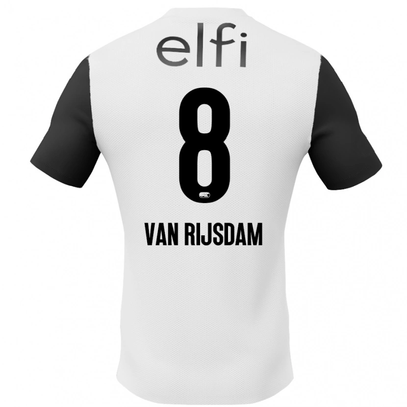 Danxen Mann Julian Van Rijsdam #8 Hvit Svart Bortetrøye Drakt Trøye 2024/25 Skjorter T-Skjorte