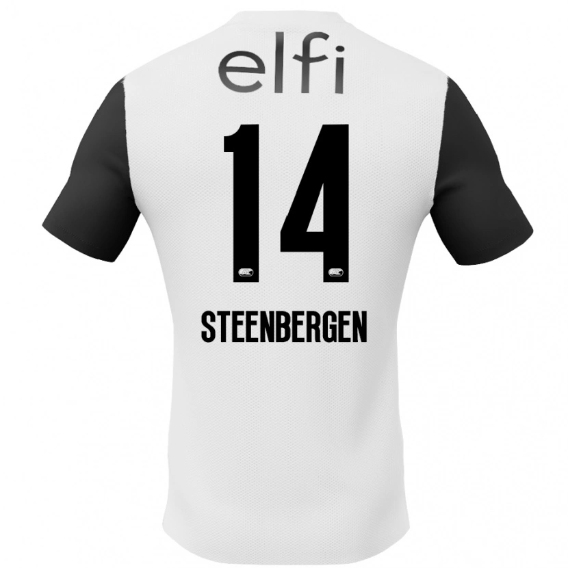 Danxen Mann Thom Steenbergen #14 Hvit Svart Bortetrøye Drakt Trøye 2024/25 Skjorter T-Skjorte