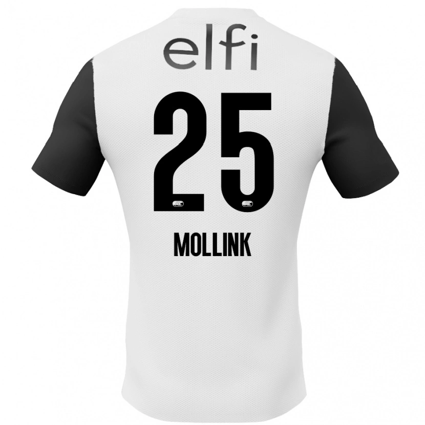 Danxen Mann Yaël Mollink #25 Hvit Svart Bortetrøye Drakt Trøye 2024/25 Skjorter T-Skjorte