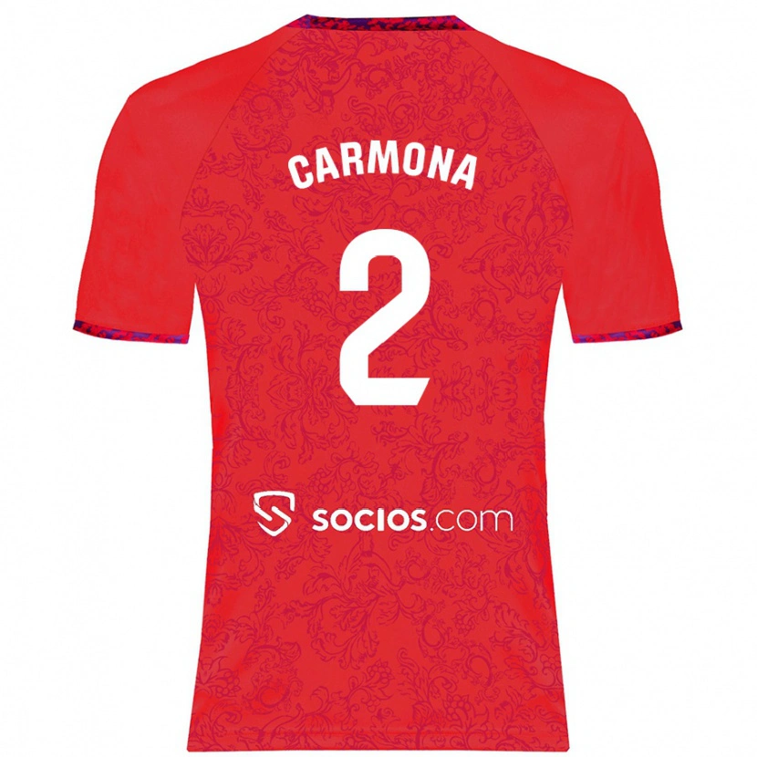 Danxen Mann José Ángel Carmona #2 Rød Bortetrøye Drakt Trøye 2024/25 Skjorter T-Skjorte