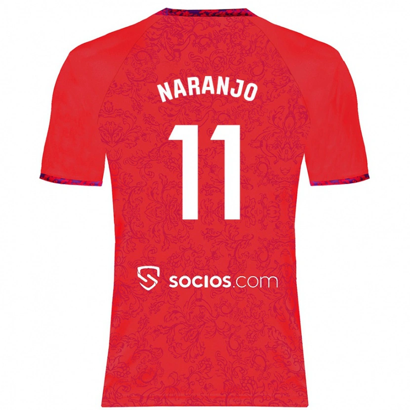Danxen Mann Mario Naranjo #11 Rød Bortetrøye Drakt Trøye 2024/25 Skjorter T-Skjorte