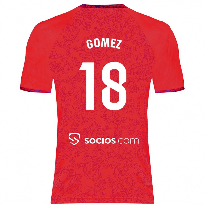 Danxen Mann Raúl Gómez #18 Rød Bortetrøye Drakt Trøye 2024/25 Skjorter T-Skjorte