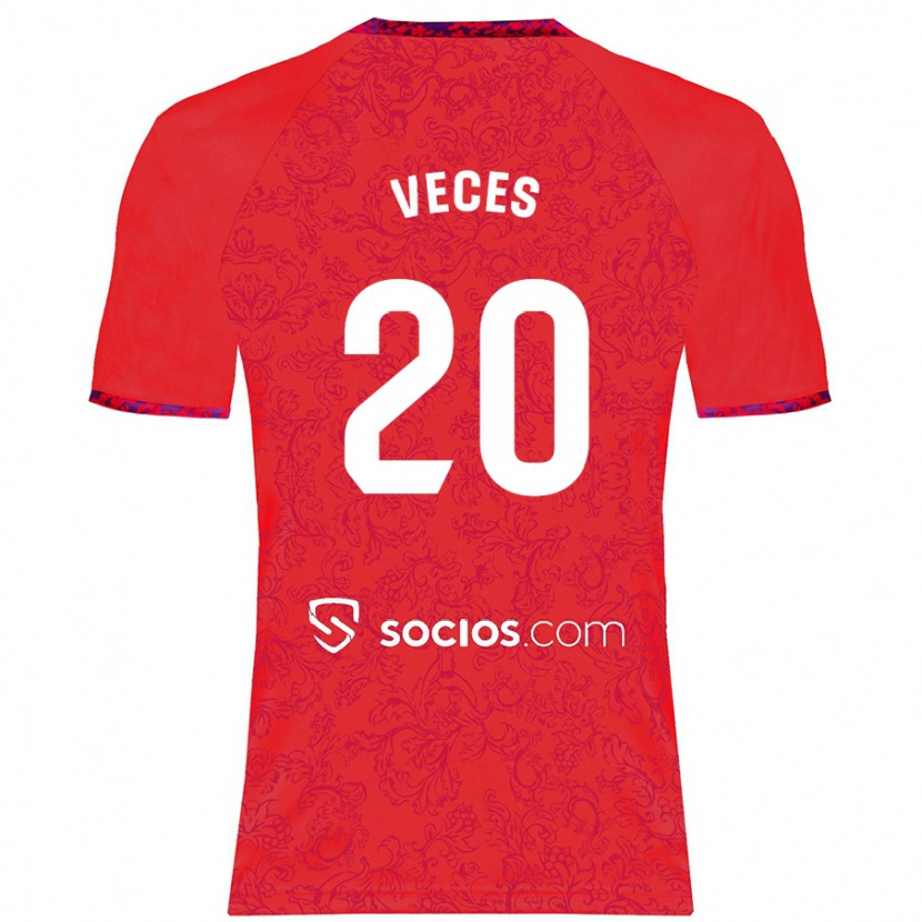 Danxen Mann Sergio Veces #20 Rød Bortetrøye Drakt Trøye 2024/25 Skjorter T-Skjorte