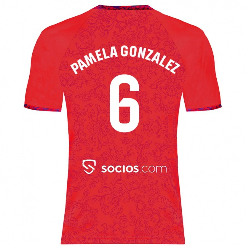 Danxen Mann Cinthia Pamela González Medina #6 Rød Bortetrøye Drakt Trøye 2024/25 Skjorter T-Skjorte