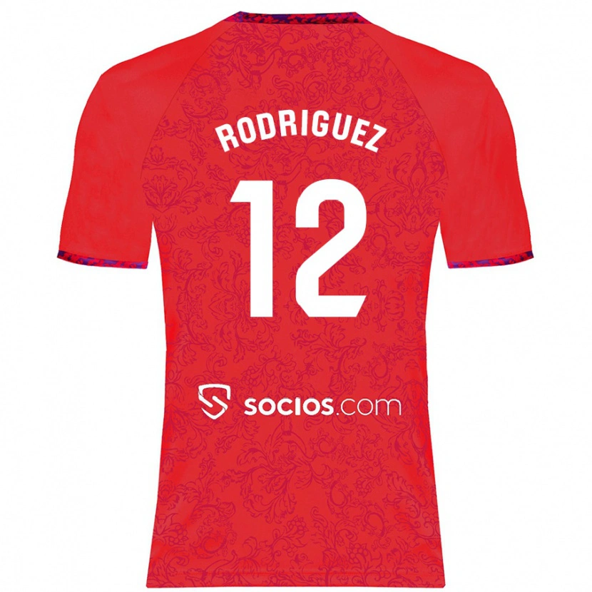 Danxen Mann Lucía María Rodríguez Herrero #12 Rød Bortetrøye Drakt Trøye 2024/25 Skjorter T-Skjorte