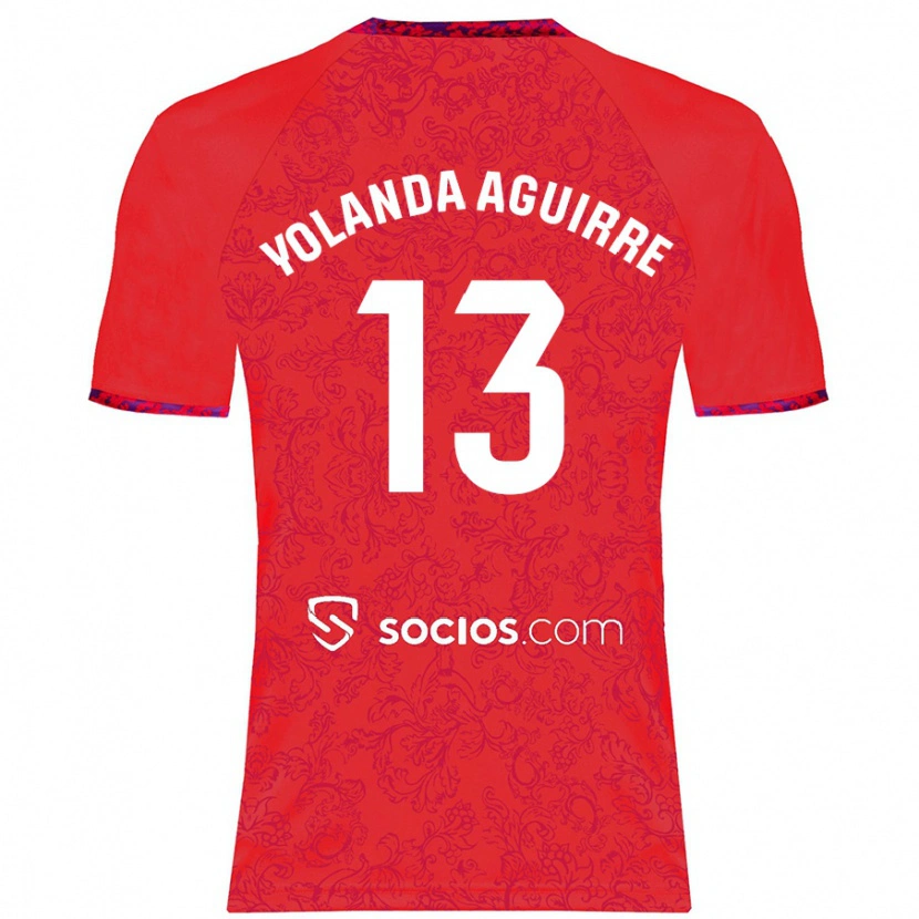 Danxen Mann Yolanda Aguirre Gutiérrez #13 Rød Bortetrøye Drakt Trøye 2024/25 Skjorter T-Skjorte