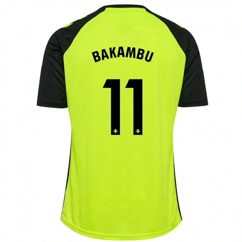 Danxen Mann Cédric Bakambu #11 Fluorescerende Gul Svart Bortetrøye Drakt Trøye 2024/25 Skjorter T-Skjorte
