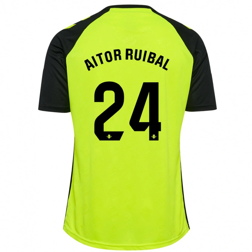 Danxen Mann Aitor Ruibal #24 Fluorescerende Gul Svart Bortetrøye Drakt Trøye 2024/25 Skjorter T-Skjorte