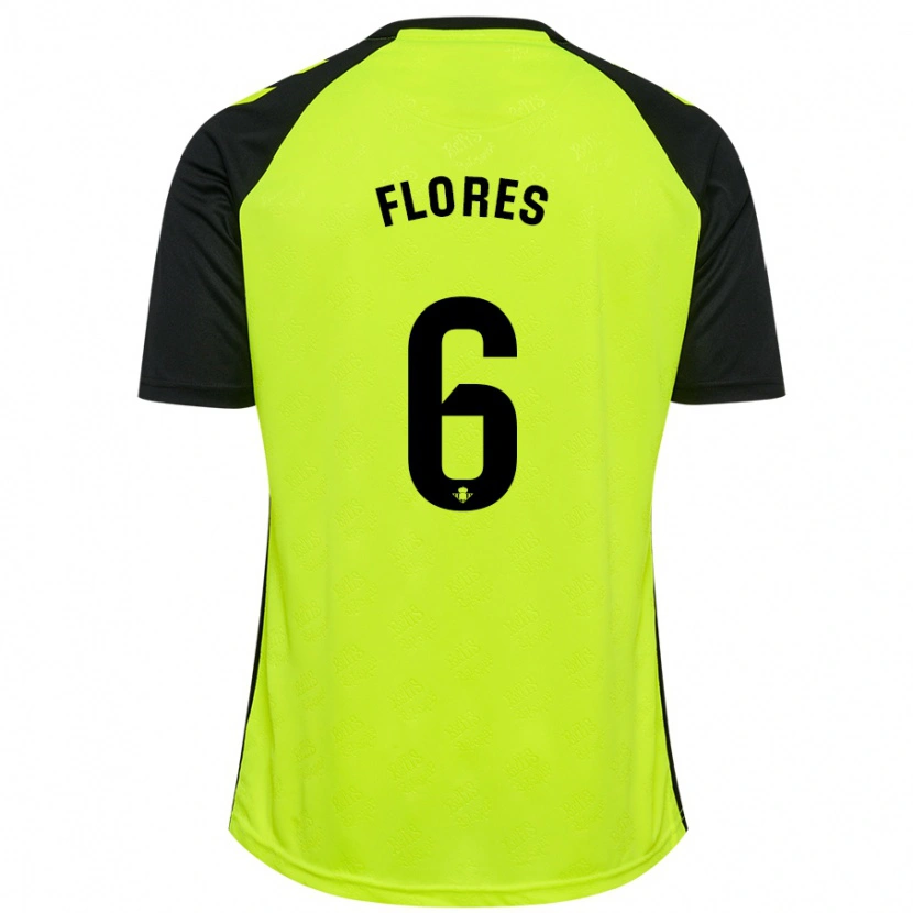 Danxen Mann Mateo Flores #6 Fluorescerende Gul Svart Bortetrøye Drakt Trøye 2024/25 Skjorter T-Skjorte