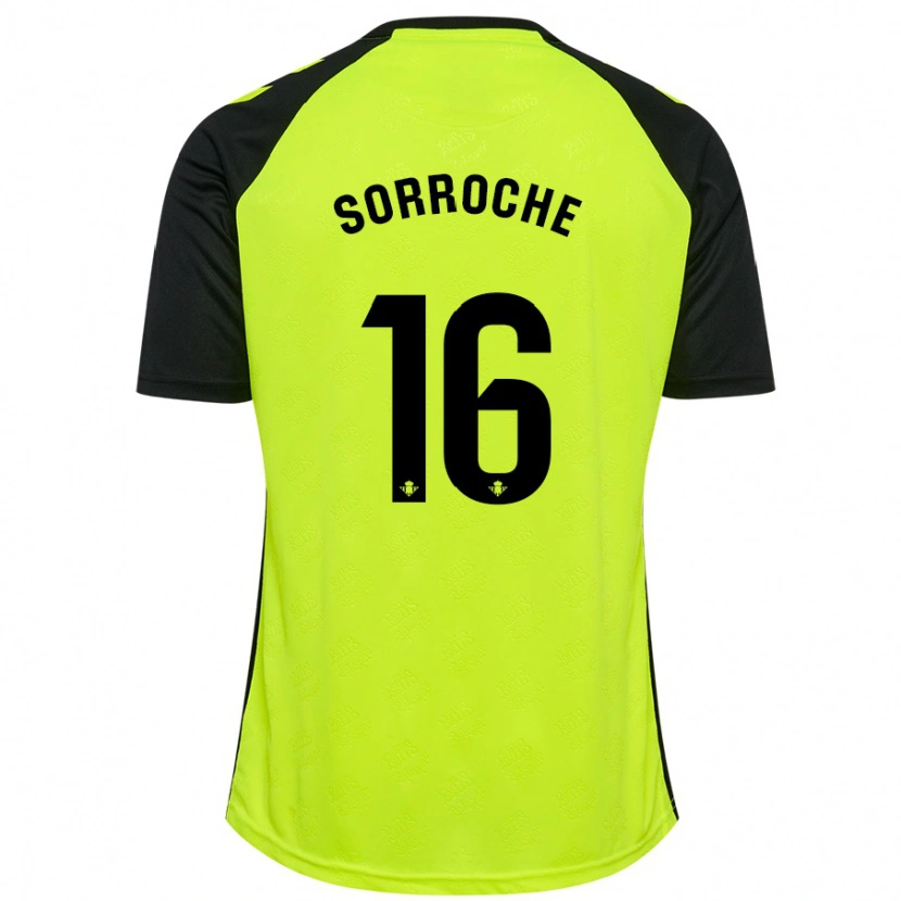 Danxen Mann Ginés Sorroche #16 Fluorescerende Gul Svart Bortetrøye Drakt Trøye 2024/25 Skjorter T-Skjorte