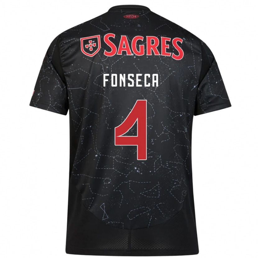 Danxen Mann João Fonseca #4 Svart Rød Bortetrøye Drakt Trøye 2024/25 Skjorter T-Skjorte