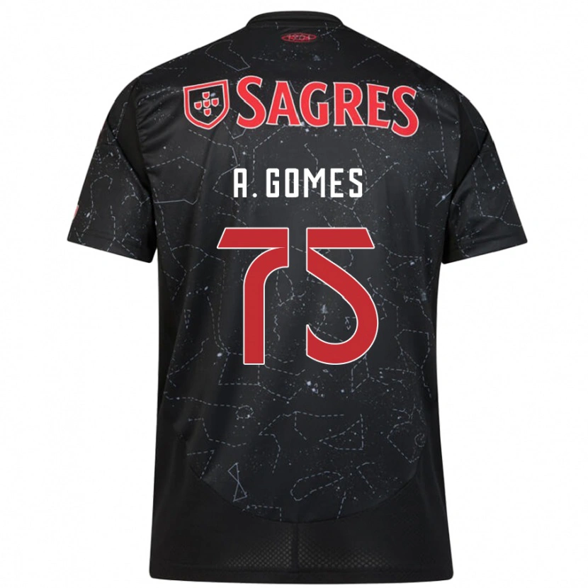 Danxen Mann André Gomes #75 Svart Rød Bortetrøye Drakt Trøye 2024/25 Skjorter T-Skjorte