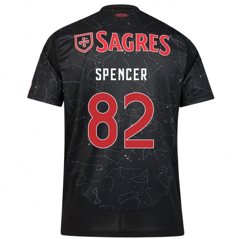 Danxen Mann Diogo Spencer #82 Svart Rød Bortetrøye Drakt Trøye 2024/25 Skjorter T-Skjorte