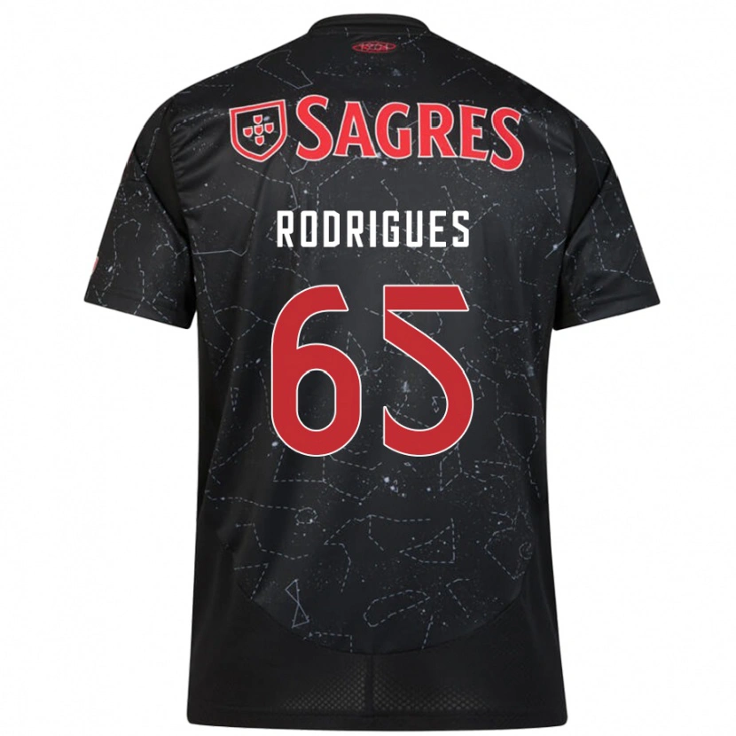 Danxen Mann Rafael Rodrigues #65 Svart Rød Bortetrøye Drakt Trøye 2024/25 Skjorter T-Skjorte