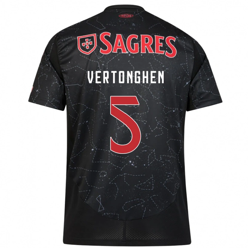 Danxen Mann Jan Vertonghen #5 Svart Rød Bortetrøye Drakt Trøye 2024/25 Skjorter T-Skjorte
