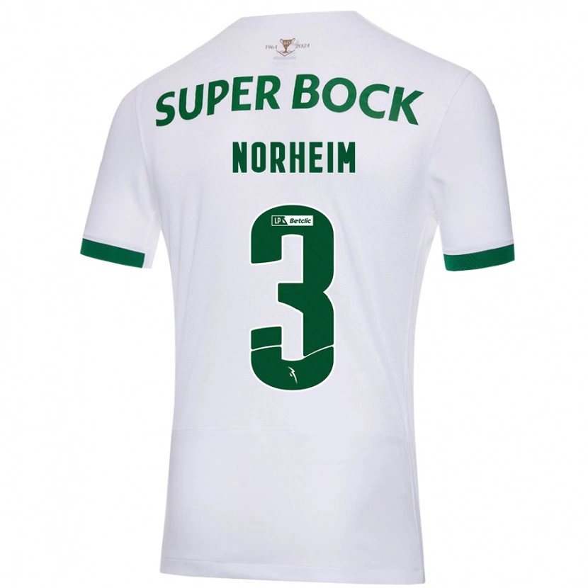 Danxen Mann Andrea Norheim #3 Hvit Grønn Bortetrøye Drakt Trøye 2024/25 Skjorter T-Skjorte