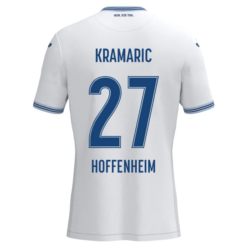 Danxen Mann Andrej Kramaric #27 Hvit Blå Bortetrøye Drakt Trøye 2024/25 Skjorter T-Skjorte