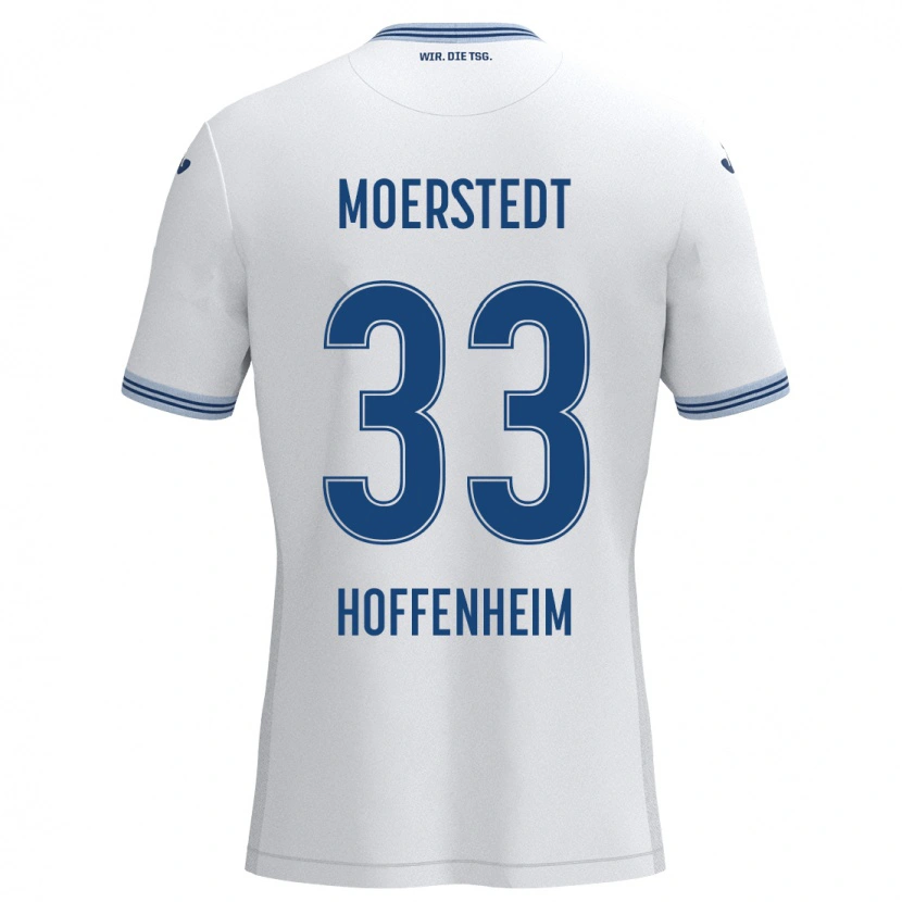 Danxen Mann Max Moerstedt #33 Hvit Blå Bortetrøye Drakt Trøye 2024/25 Skjorter T-Skjorte