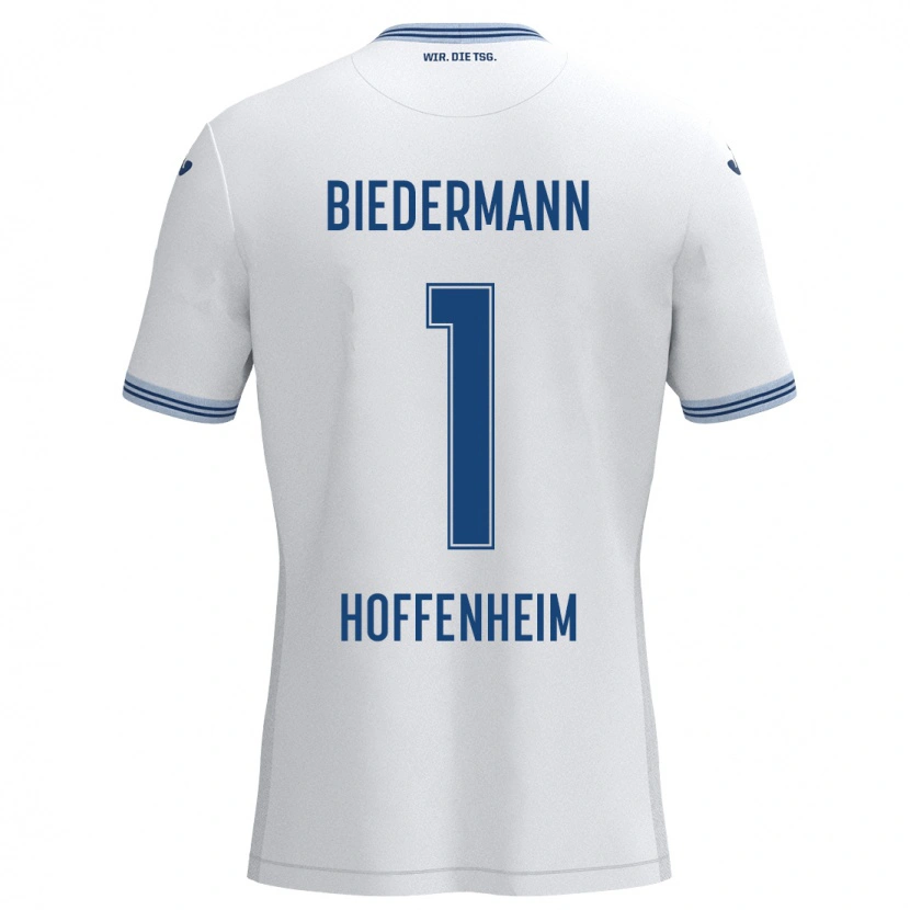 Danxen Mann Nico Biedermann #1 Hvit Blå Bortetrøye Drakt Trøye 2024/25 Skjorter T-Skjorte