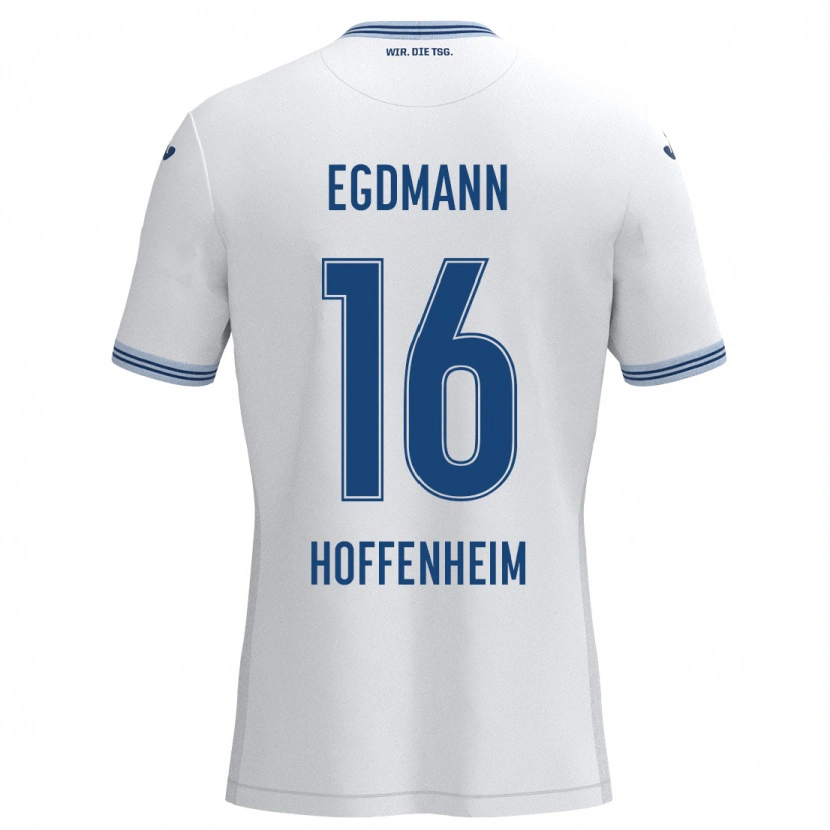 Danxen Mann Mika Egdmann #16 Hvit Blå Bortetrøye Drakt Trøye 2024/25 Skjorter T-Skjorte