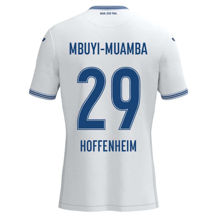 Danxen Mann Hubert Mbuyi-Muamba #29 Hvit Blå Bortetrøye Drakt Trøye 2024/25 Skjorter T-Skjorte