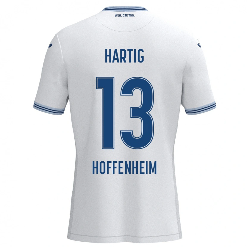 Danxen Mann Isabella Hartig #13 Hvit Blå Bortetrøye Drakt Trøye 2024/25 Skjorter T-Skjorte