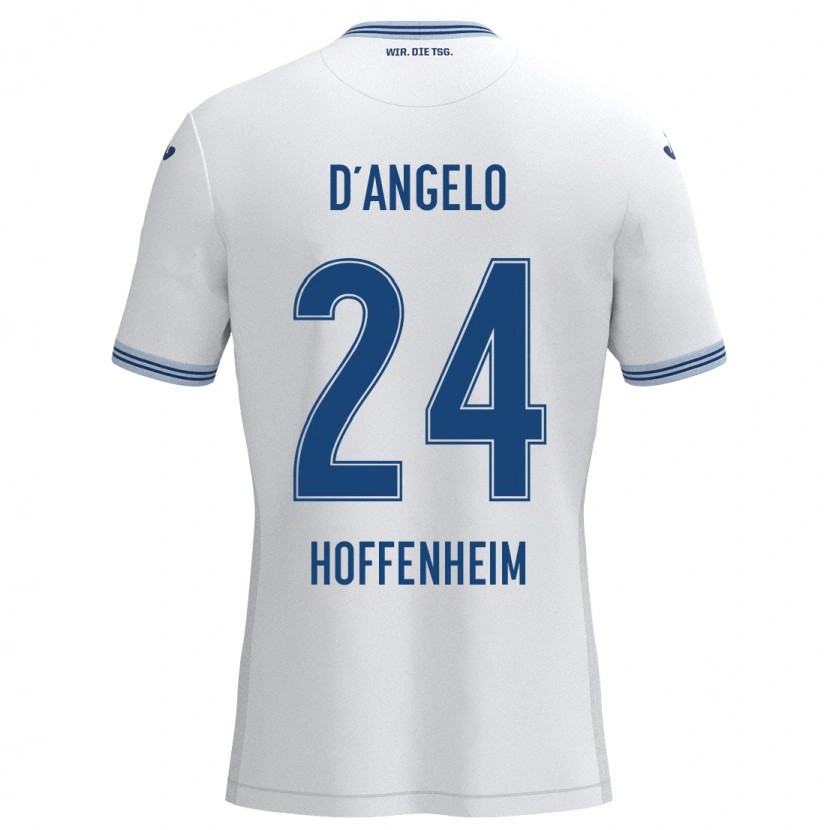 Danxen Mann Chiara D'angelo #24 Hvit Blå Bortetrøye Drakt Trøye 2024/25 Skjorter T-Skjorte