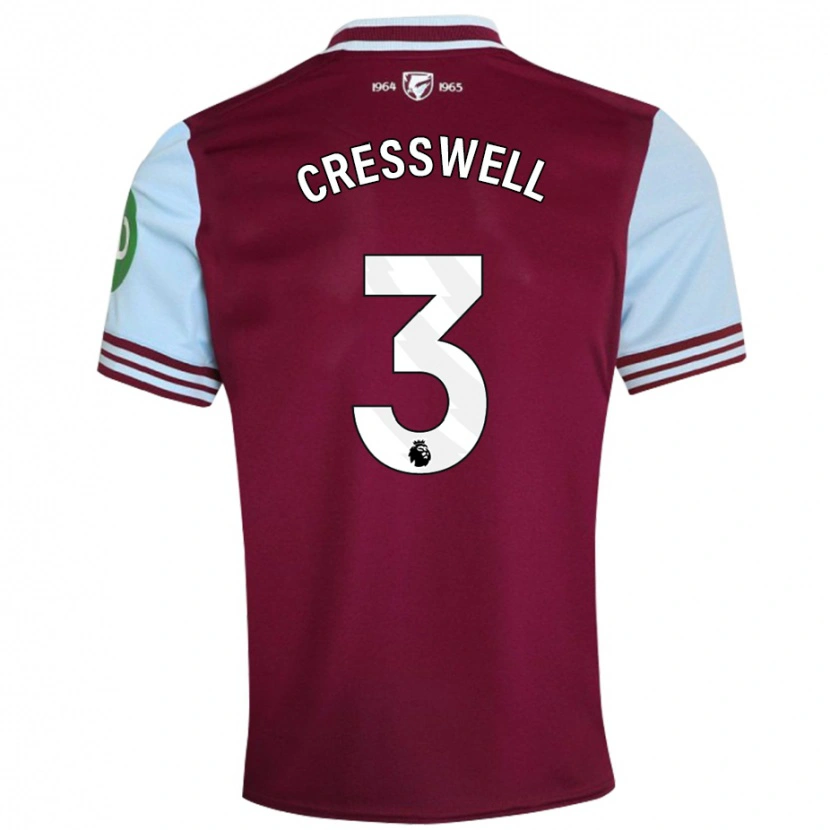 Danxen Dame Aaron Cresswell #3 Mørk Rød Hjemmetrøye Drakt Trøye 2024/25 Skjorter T-Skjorte
