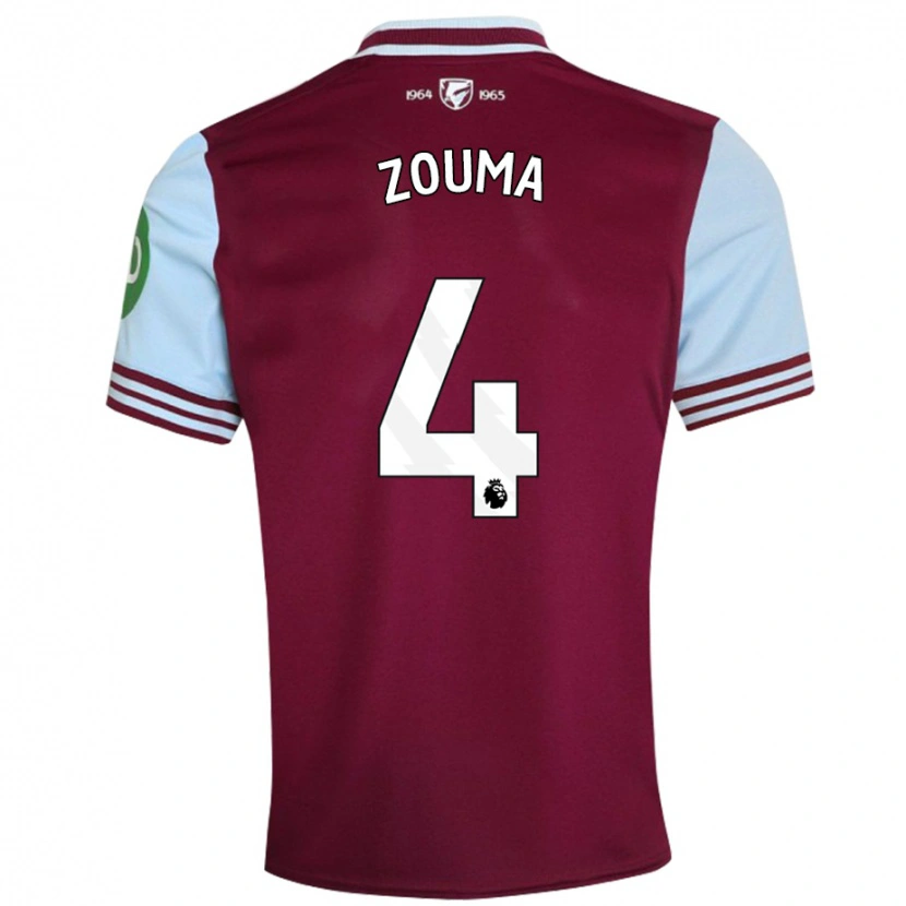 Danxen Dame Kurt Zouma #4 Mørk Rød Hjemmetrøye Drakt Trøye 2024/25 Skjorter T-Skjorte