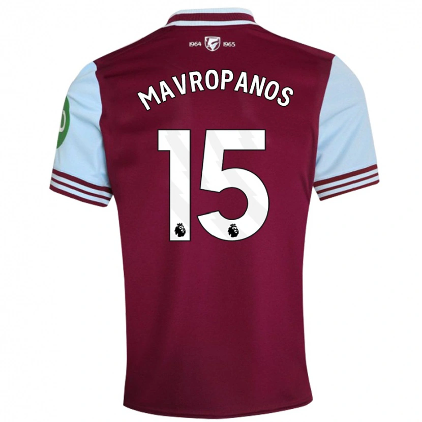 Danxen Dame Konstantinos Mavropanos #15 Mørk Rød Hjemmetrøye Drakt Trøye 2024/25 Skjorter T-Skjorte