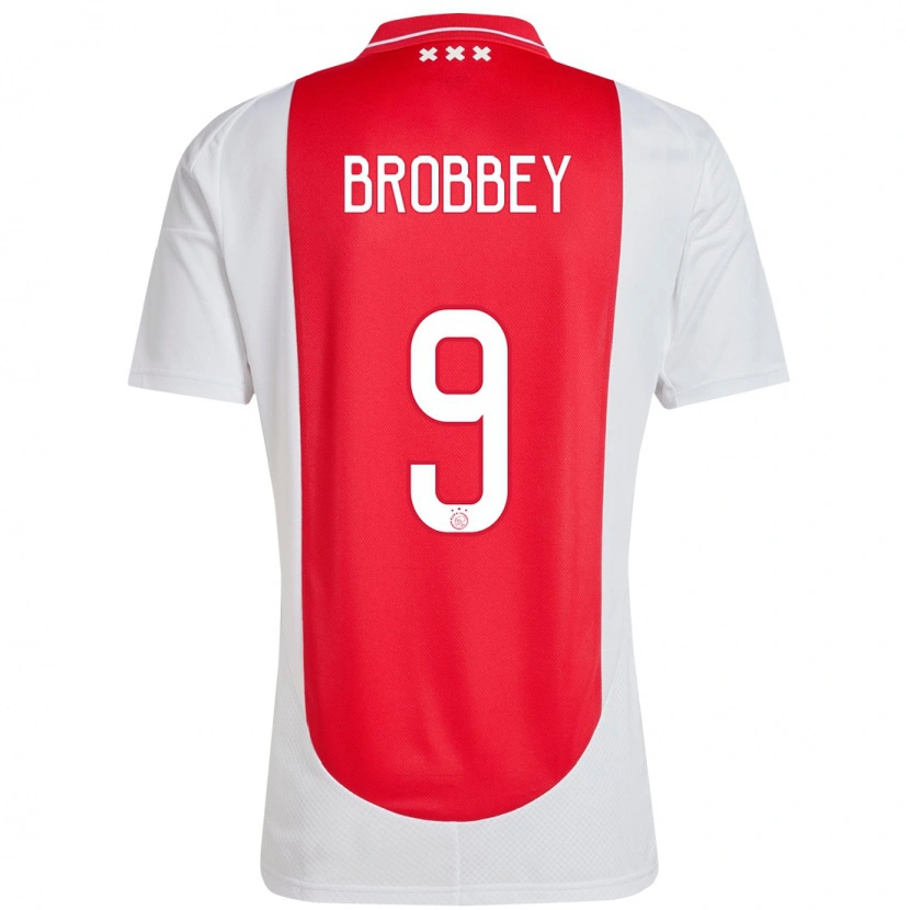 Danxen Dame Brian Brobbey #9 Rød Hvit Hjemmetrøye Drakt Trøye 2024/25 Skjorter T-Skjorte