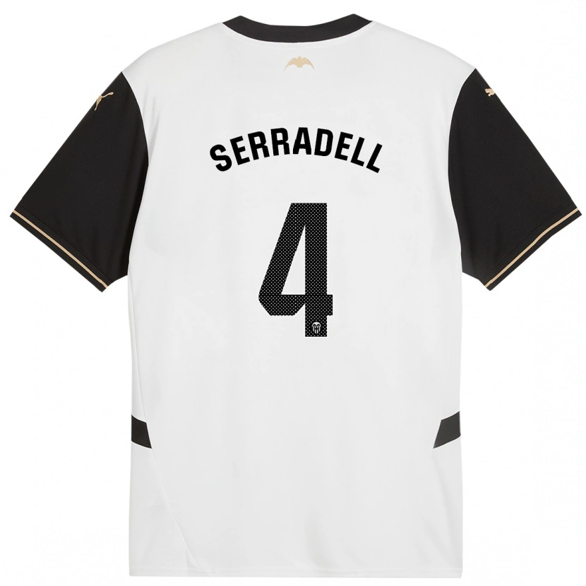 Danxen Dame Álex Serradell #4 Hvit Svart Hjemmetrøye Drakt Trøye 2024/25 Skjorter T-Skjorte