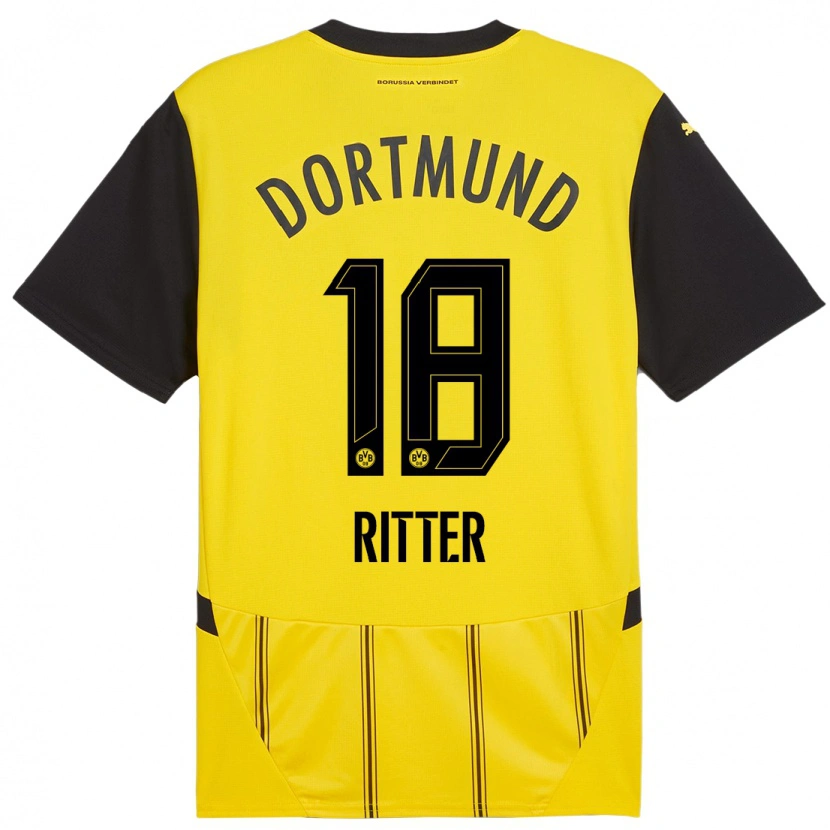 Danxen Dame Roméo Ritter #18 Gul Svart Hjemmetrøye Drakt Trøye 2024/25 Skjorter T-Skjorte
