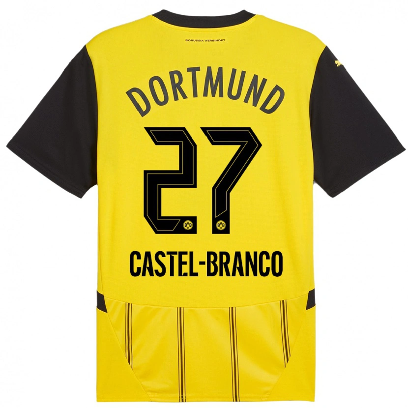 Danxen Dame Diego Castel-Branco #27 Gul Svart Hjemmetrøye Drakt Trøye 2024/25 Skjorter T-Skjorte
