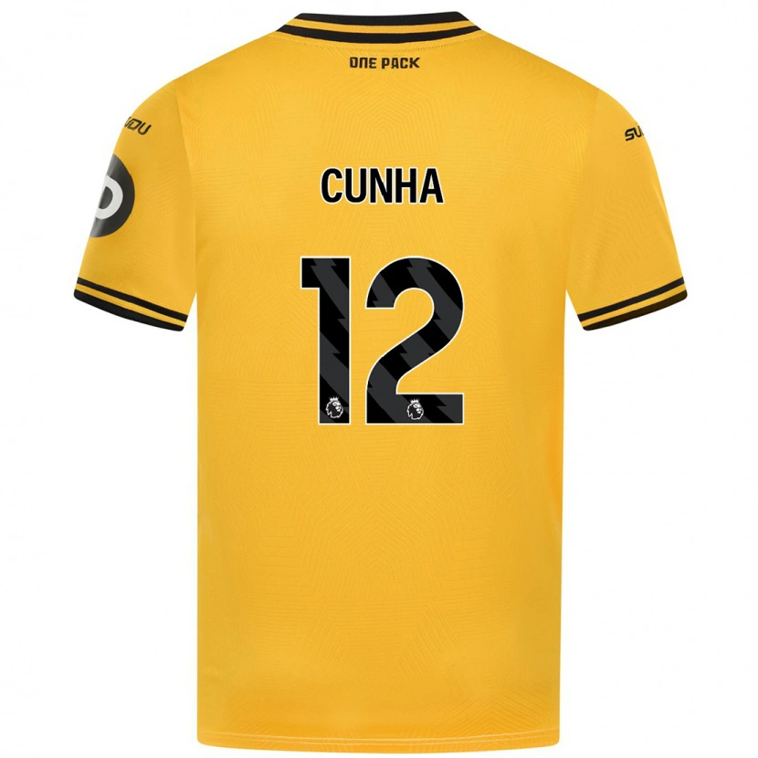 Danxen Dame Matheus Cunha #12 Gul Hjemmetrøye Drakt Trøye 2024/25 Skjorter T-Skjorte