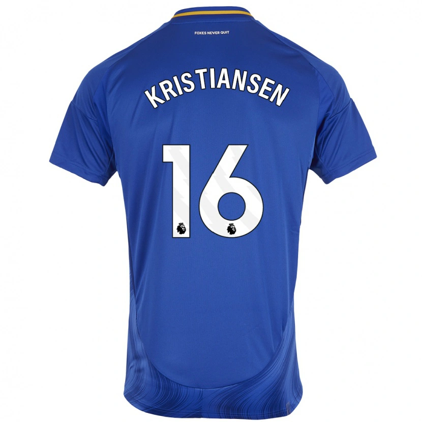 Danxen Dame Victor Kristiansen #16 Blå Hvit Hjemmetrøye Drakt Trøye 2024/25 Skjorter T-Skjorte