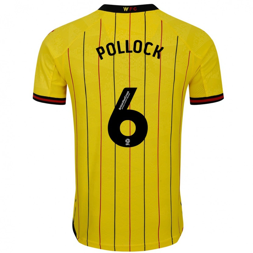 Danxen Dame Mattie Pollock #6 Gul Svart Hjemmetrøye Drakt Trøye 2024/25 Skjorter T-Skjorte