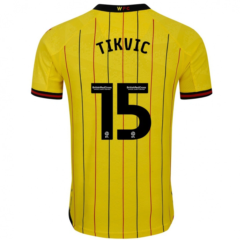 Danxen Dame Antonio Tikvic #15 Gul Svart Hjemmetrøye Drakt Trøye 2024/25 Skjorter T-Skjorte