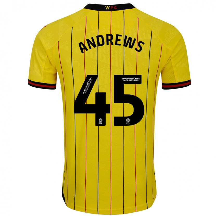 Danxen Dame Ryan Andrews #45 Gul Svart Hjemmetrøye Drakt Trøye 2024/25 Skjorter T-Skjorte