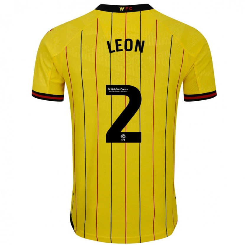 Danxen Dame Lucía León #2 Gul Svart Hjemmetrøye Drakt Trøye 2024/25 Skjorter T-Skjorte