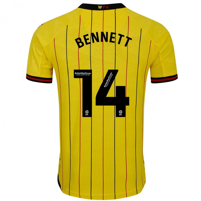 Danxen Dame Harley Bennett #14 Gul Svart Hjemmetrøye Drakt Trøye 2024/25 Skjorter T-Skjorte