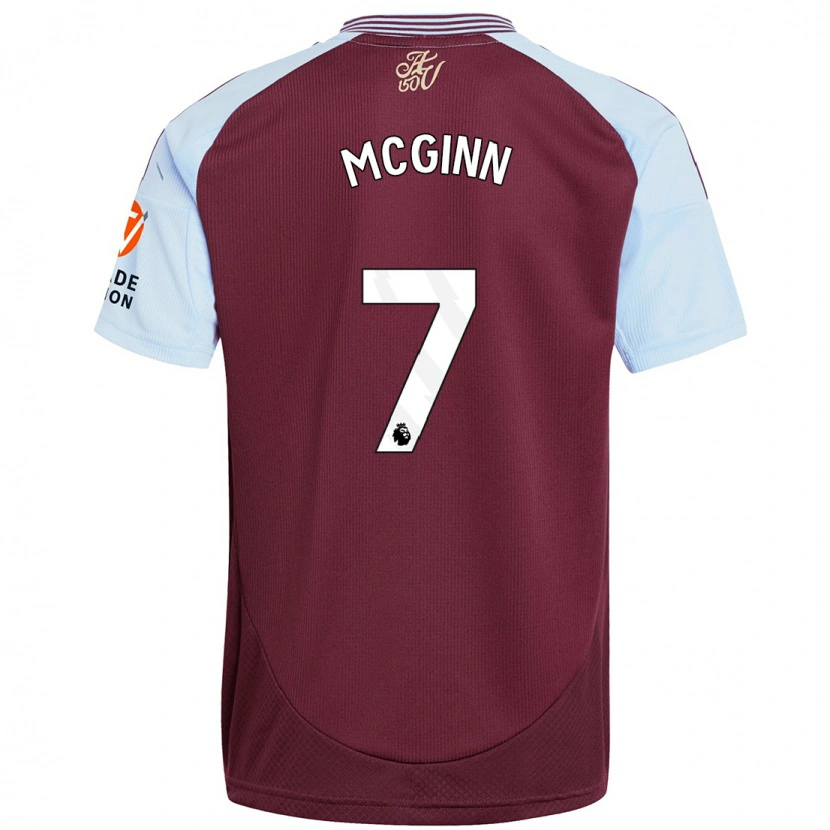 Danxen Dame John Mcginn #7 Burgund Himmelblå Hjemmetrøye Drakt Trøye 2024/25 Skjorter T-Skjorte