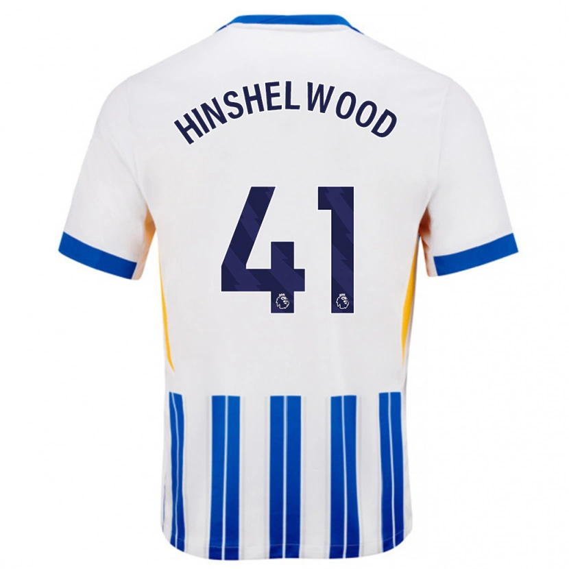 Danxen Dame Jack Hinshelwood #41 Hvit Blå Nålestriper Hjemmetrøye Drakt Trøye 2024/25 Skjorter T-Skjorte
