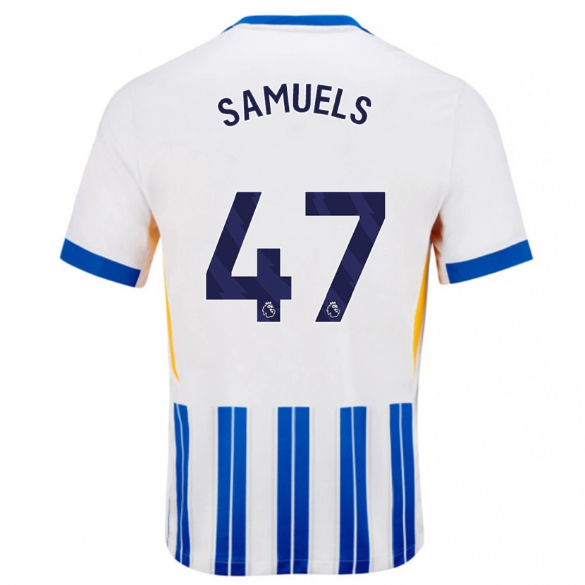 Danxen Dame Imari Samuels #47 Hvit Blå Nålestriper Hjemmetrøye Drakt Trøye 2024/25 Skjorter T-Skjorte
