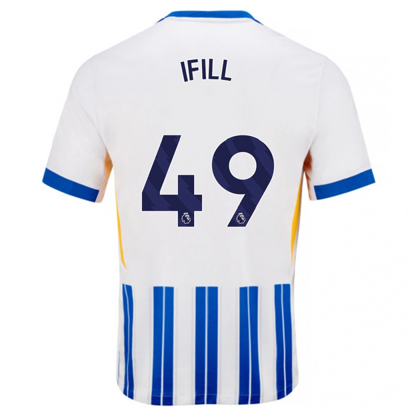 Danxen Dame Marcus Ifill #49 Hvit Blå Nålestriper Hjemmetrøye Drakt Trøye 2024/25 Skjorter T-Skjorte