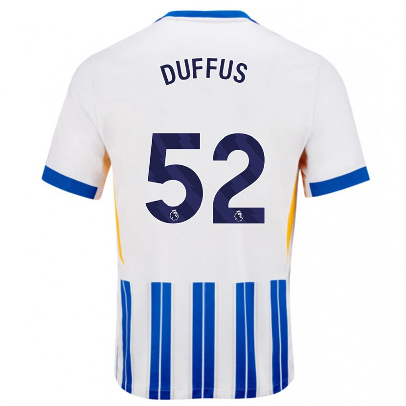Danxen Dame Josh Duffus #52 Hvit Blå Nålestriper Hjemmetrøye Drakt Trøye 2024/25 Skjorter T-Skjorte