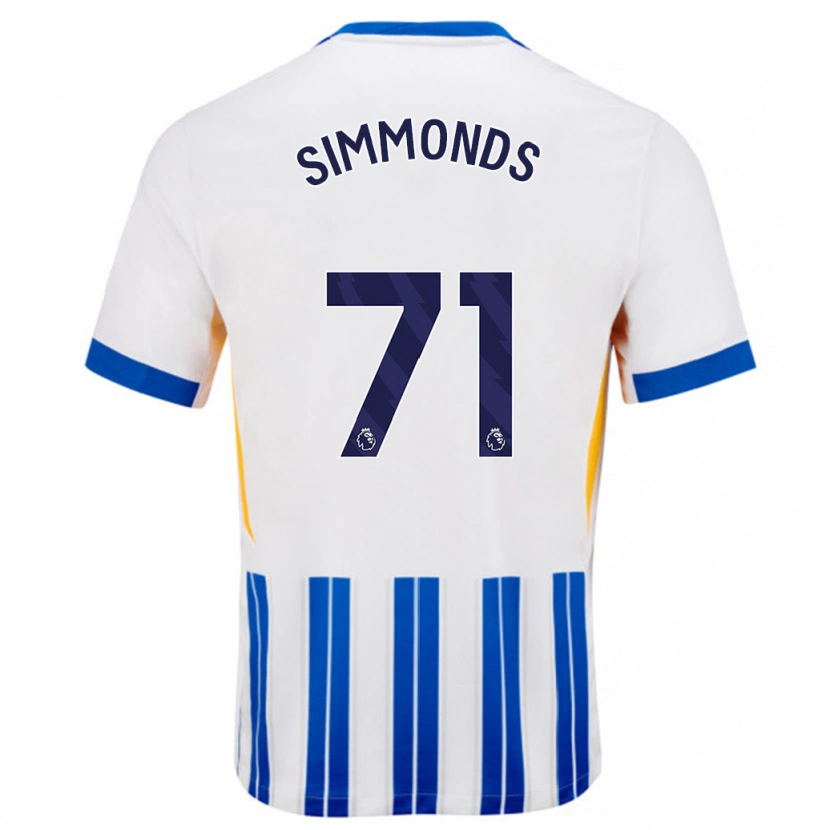 Danxen Dame Freddie Simmonds #71 Hvit Blå Nålestriper Hjemmetrøye Drakt Trøye 2024/25 Skjorter T-Skjorte