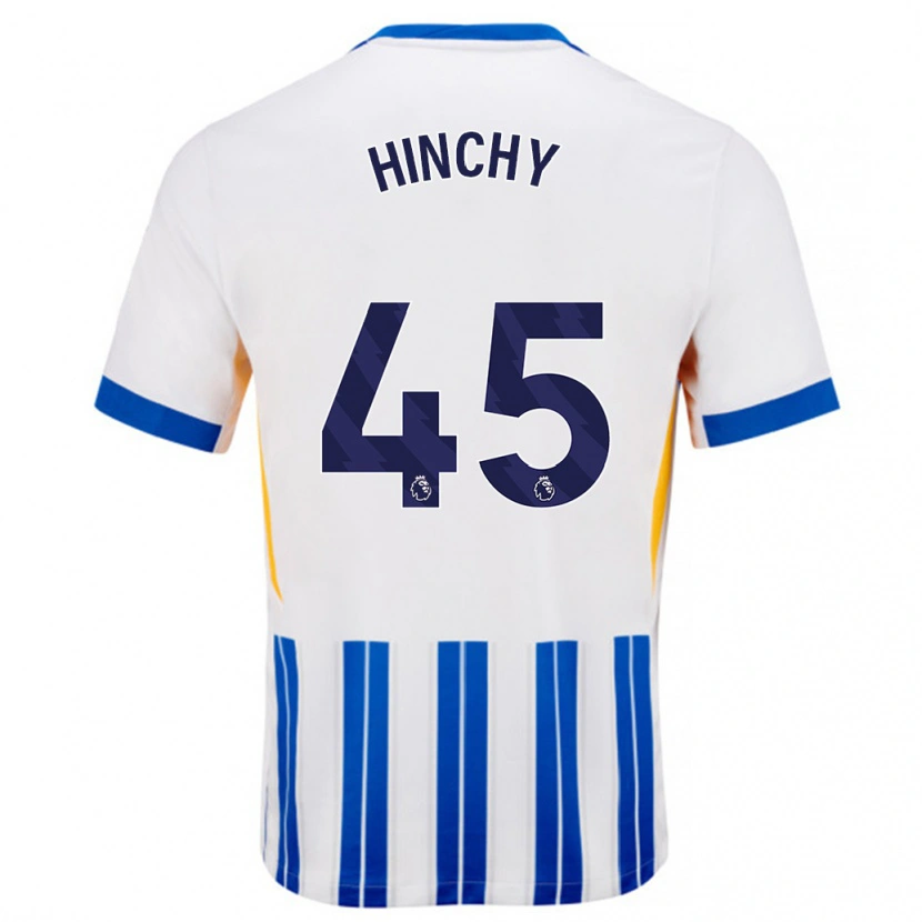 Danxen Dame Jack Hinchy #45 Hvit Blå Nålestriper Hjemmetrøye Drakt Trøye 2024/25 Skjorter T-Skjorte