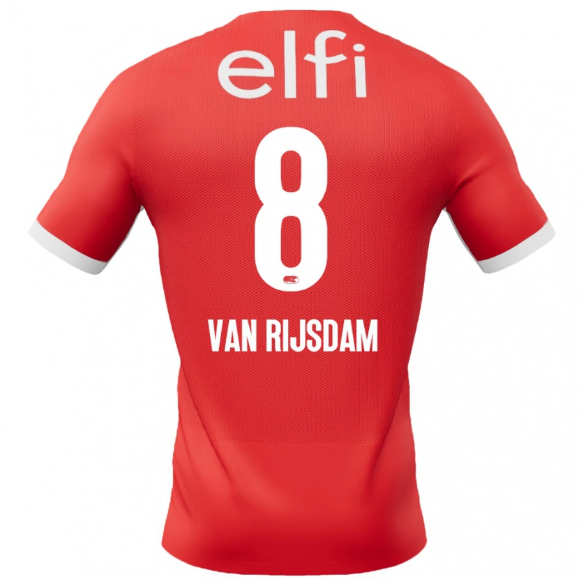 Danxen Dame Julian Van Rijsdam #8 Rød Hvit Hjemmetrøye Drakt Trøye 2024/25 Skjorter T-Skjorte