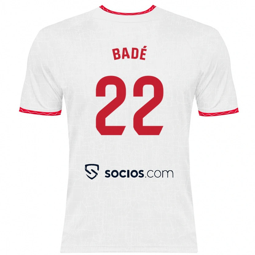 Danxen Dame Loïc Badé #22 Hvit Rød Hjemmetrøye Drakt Trøye 2024/25 Skjorter T-Skjorte